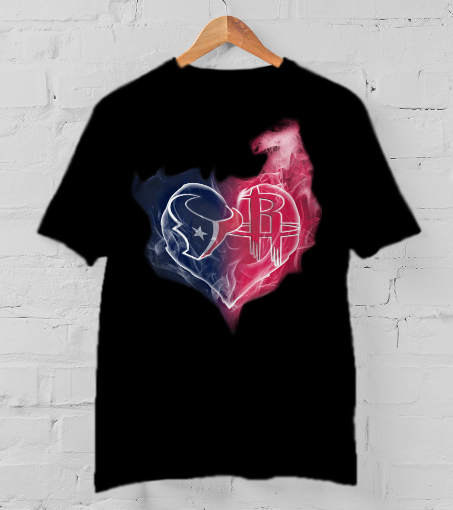 Texans Houston Rockets Logo Heart Smoke T-Shirt