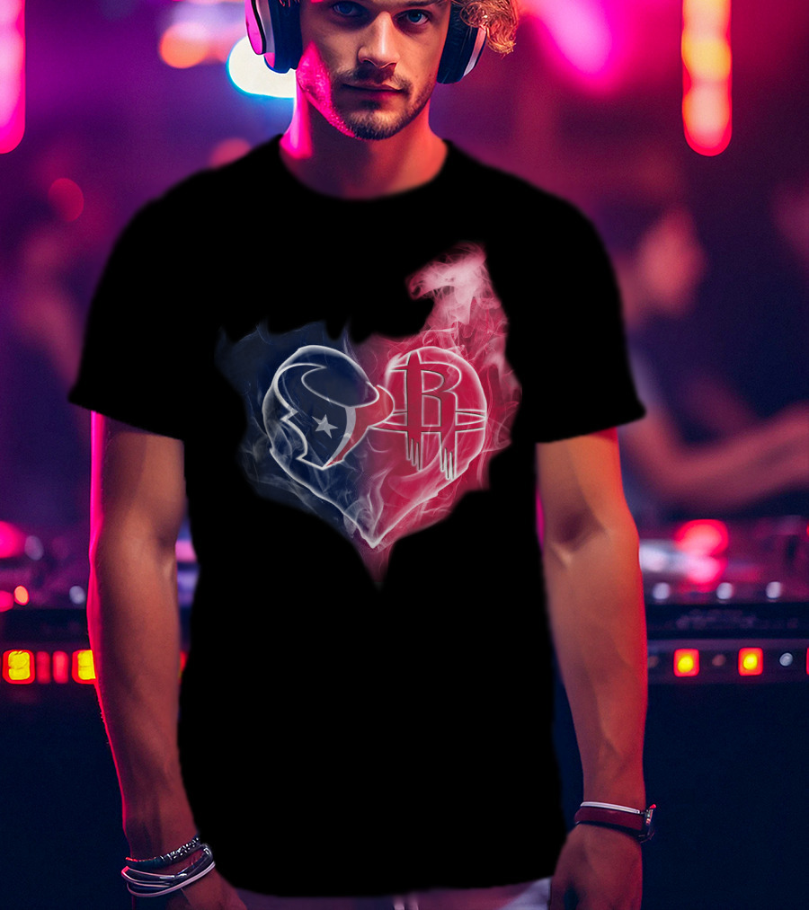 Texans Houston Rockets Logo Heart Smoke T-Shirt