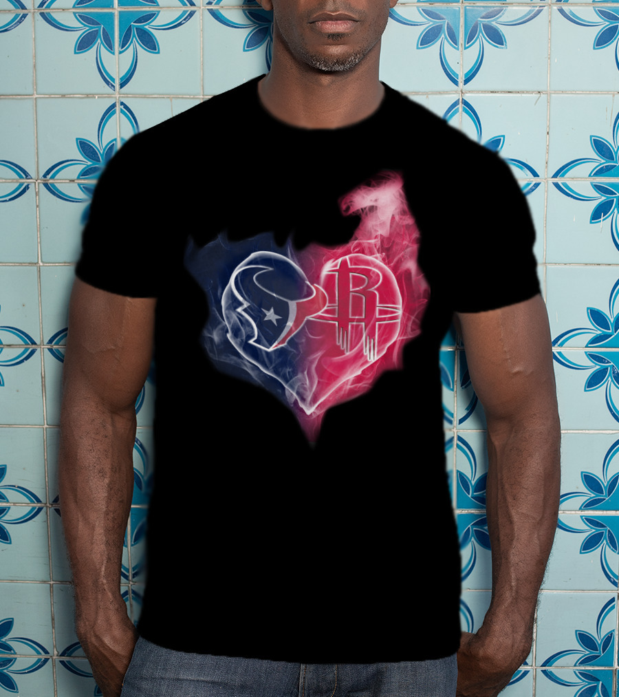 Texans Houston Rockets Logo Heart Smoke T-Shirt