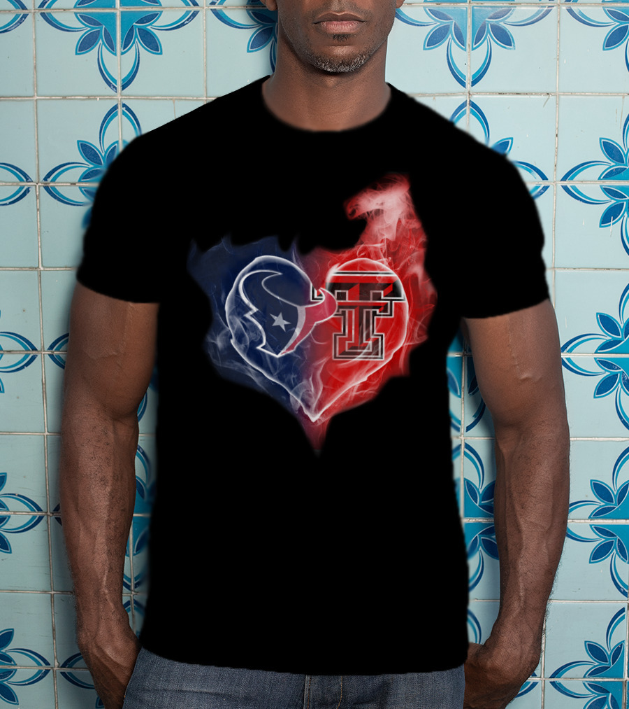 Texas Tech Red Raiders Houston Texans Heart T-Shirt