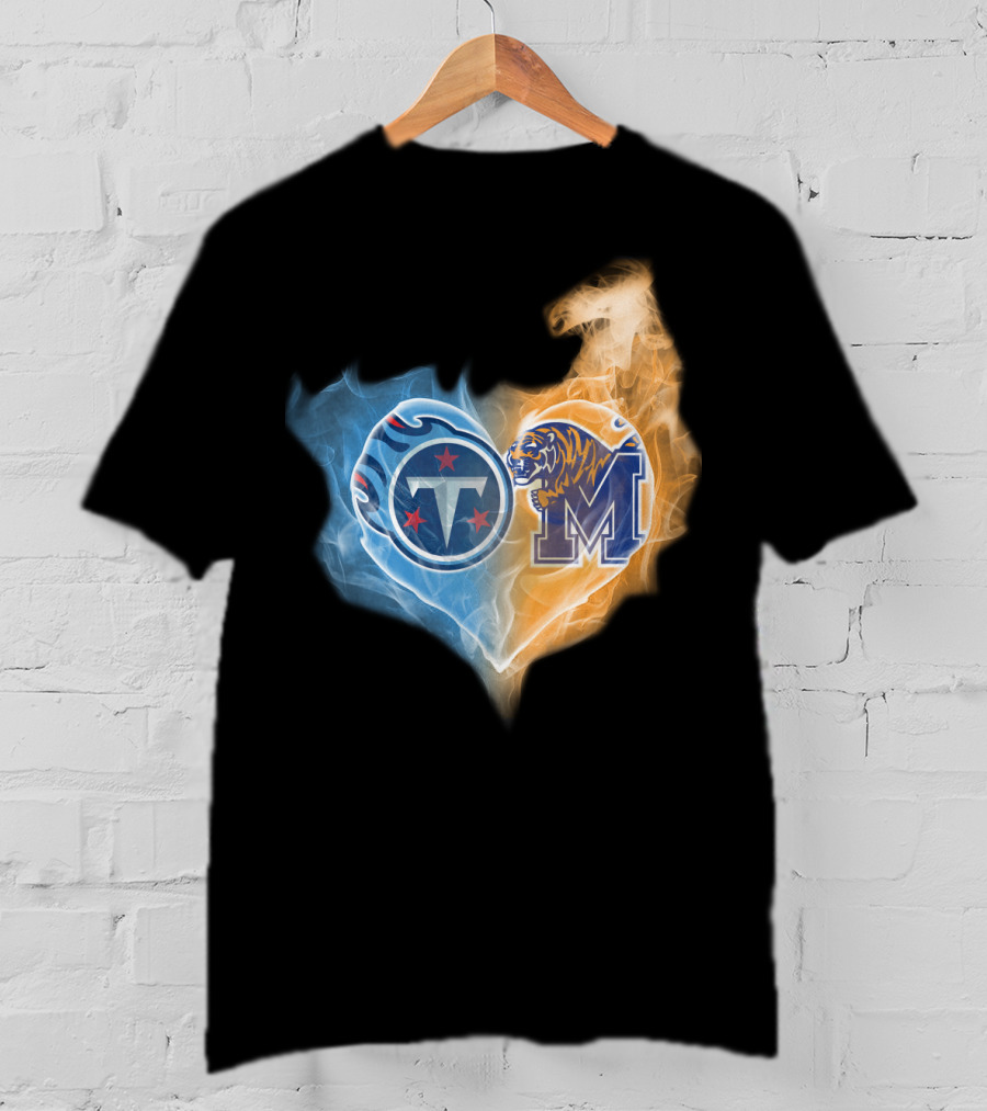 Titans Memphis Tigers Heart T-Shirt
