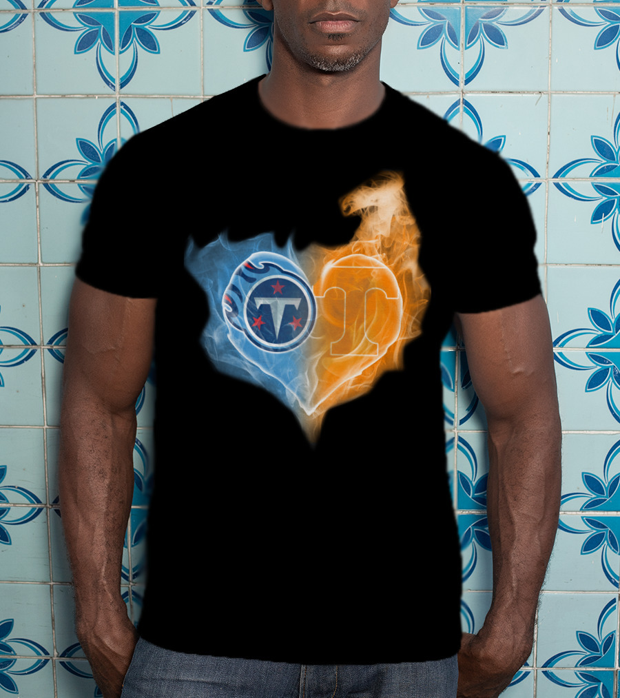 Tennessee Titans Volunteers Flaming Heart Emblem T-Shirt