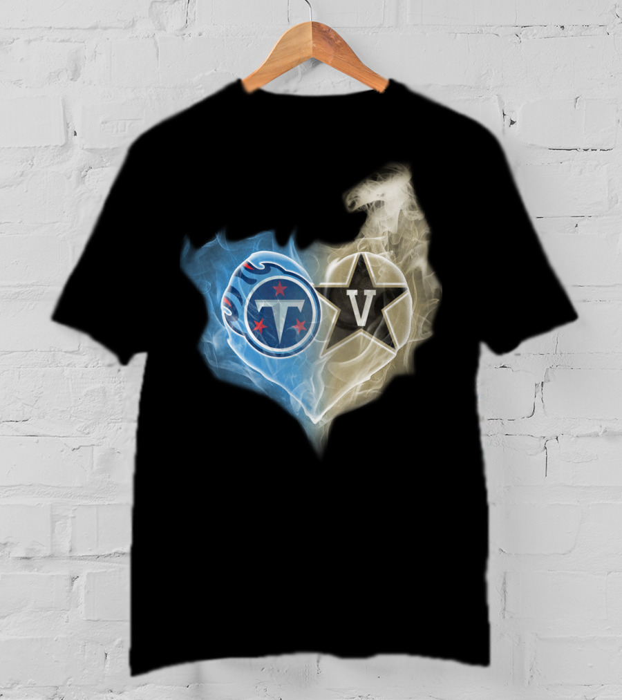 Tennessee Titans Vanderbilt Commodores Smoke Heart Fusion T-Shirt