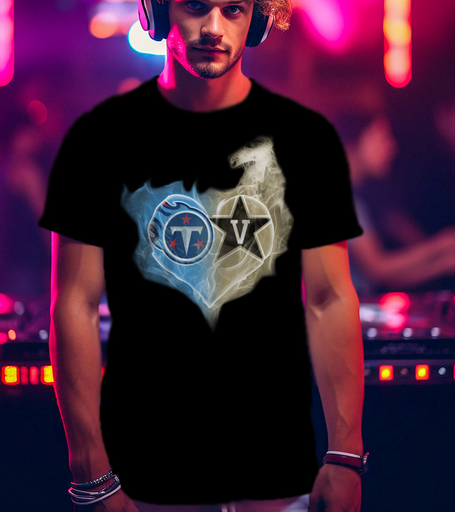 Tennessee Titans Vanderbilt Commodores Smoke Heart Fusion T-Shirt