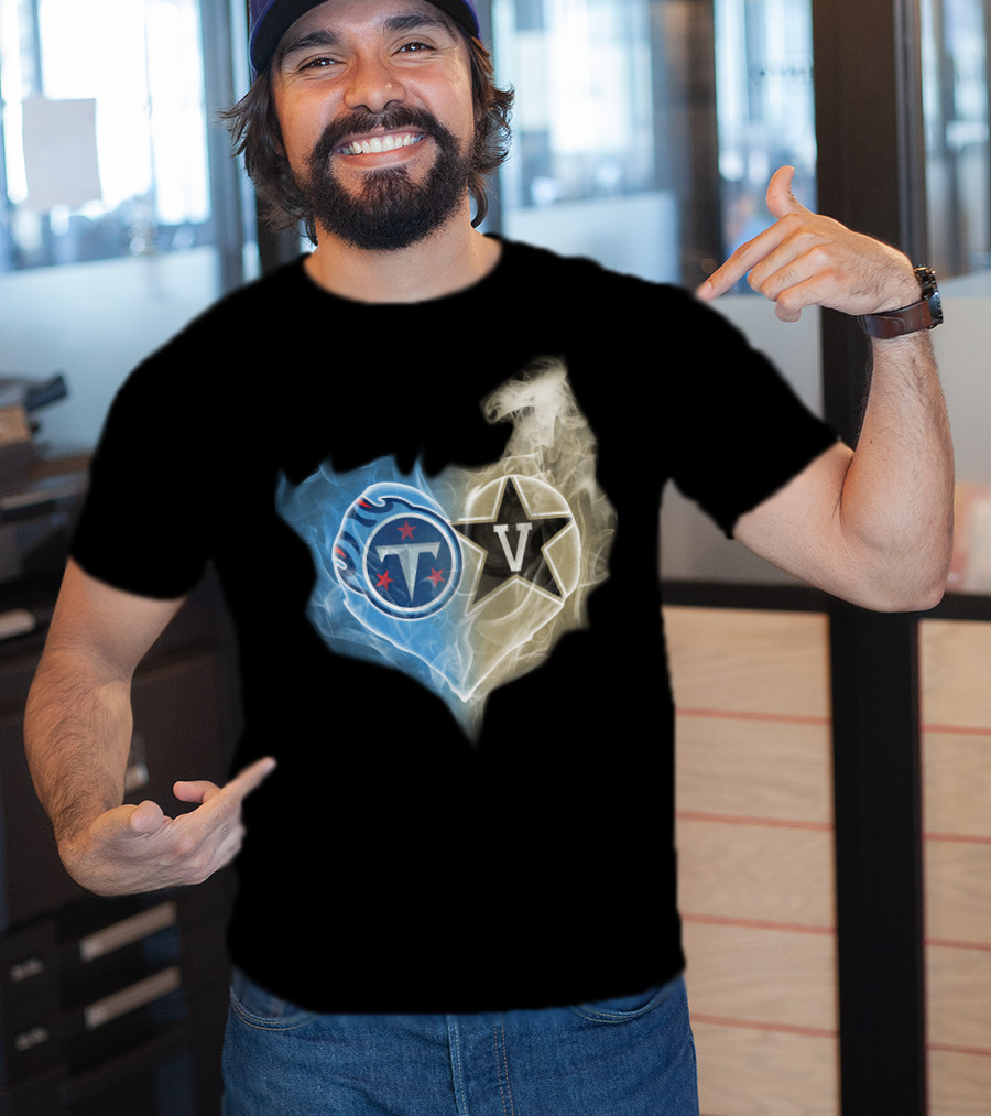 Tennessee Titans Vanderbilt Commodores Smoke Heart Fusion T-Shirt