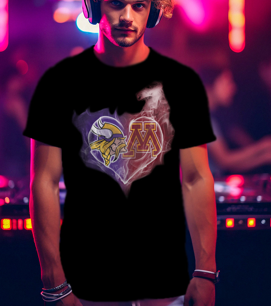 Vikings Minnesota Purple Gold Heart M T-Shirt