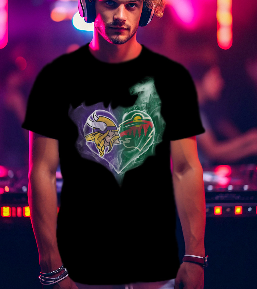 Vikings Minnesota Wild Heart Logo Fusion T-Shirt