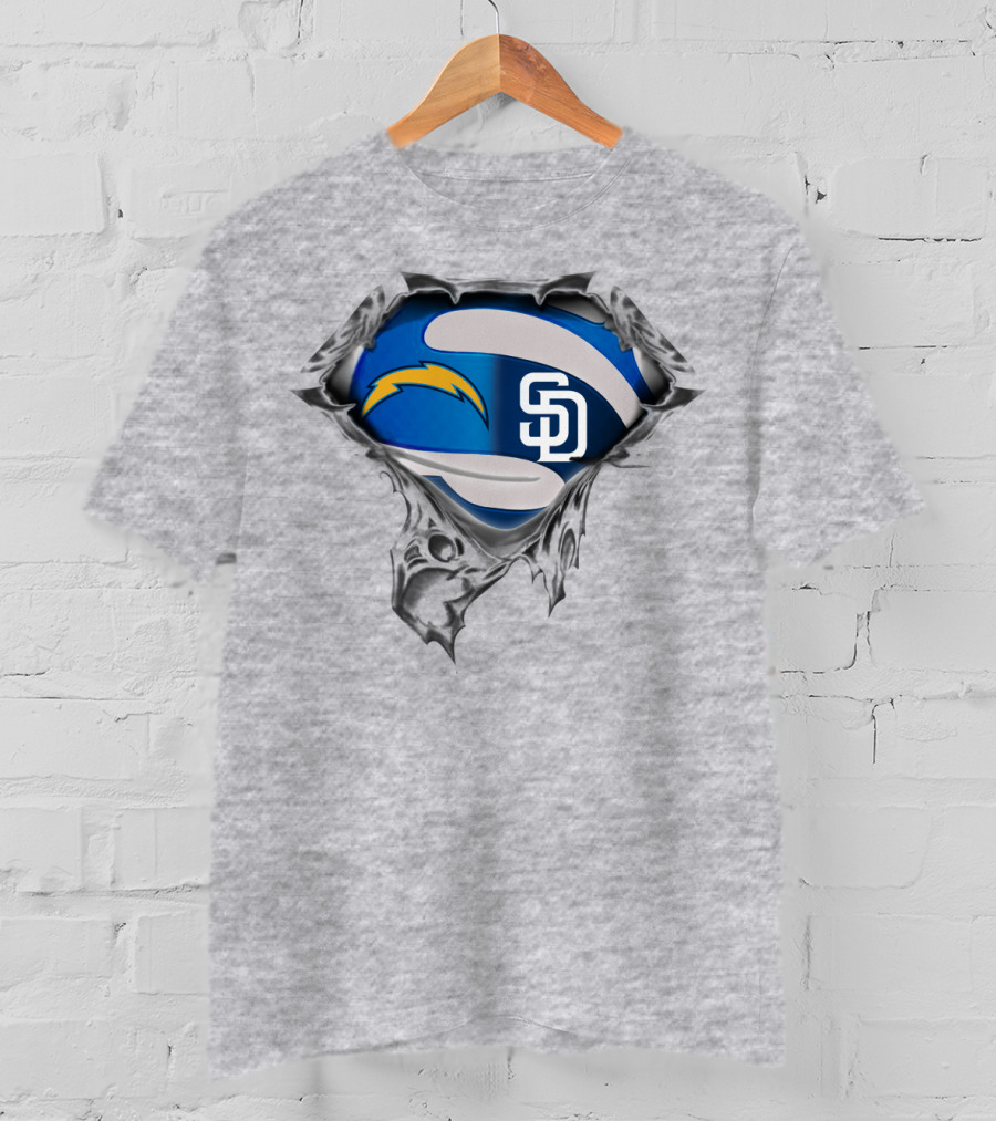 Chargers Padres Superhero Logo Fusion T-Shirt