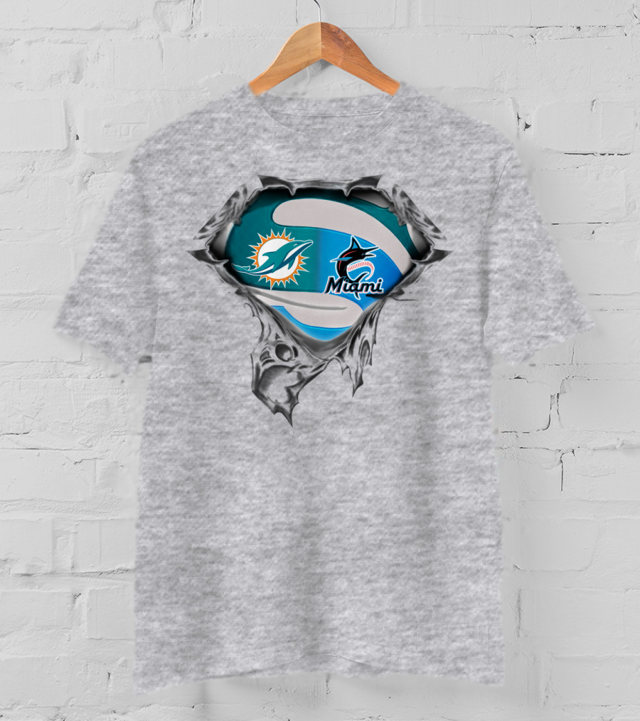 Miami Dolphins Marlins Logos T-Shirt
