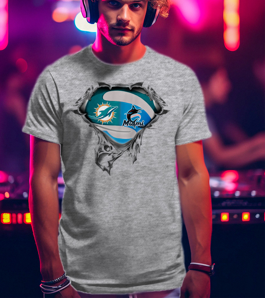 Miami Dolphins Marlins Logos T-Shirt