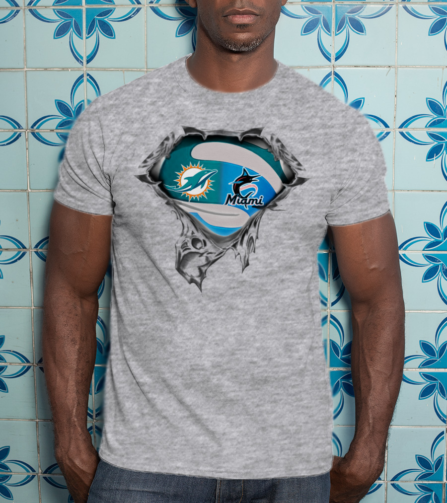 Miami Dolphins Marlins Logos T-Shirt