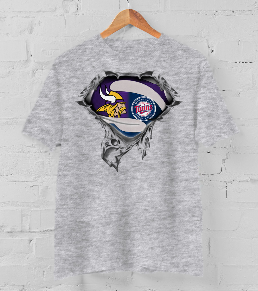 Minnesota Vikings Twins Baseball Crossover Fan T-Shirt