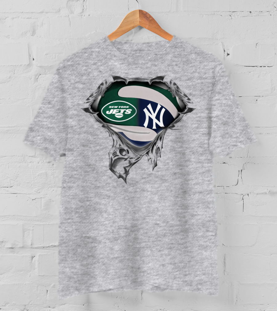 New York Jets New York Yankees Logo Fusion T-Shirt