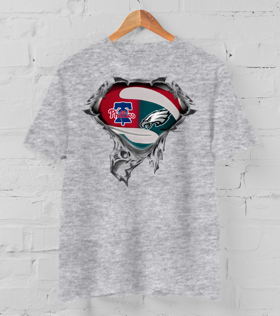 Phillies Eagles Logo Mashup Superhero Style T-Shirt