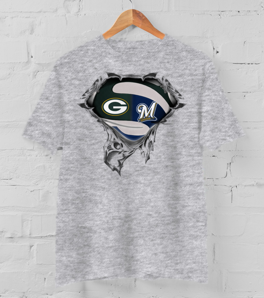 Green Bay Packers Milwaukee Brewers Logo Mashup T-Shirt
