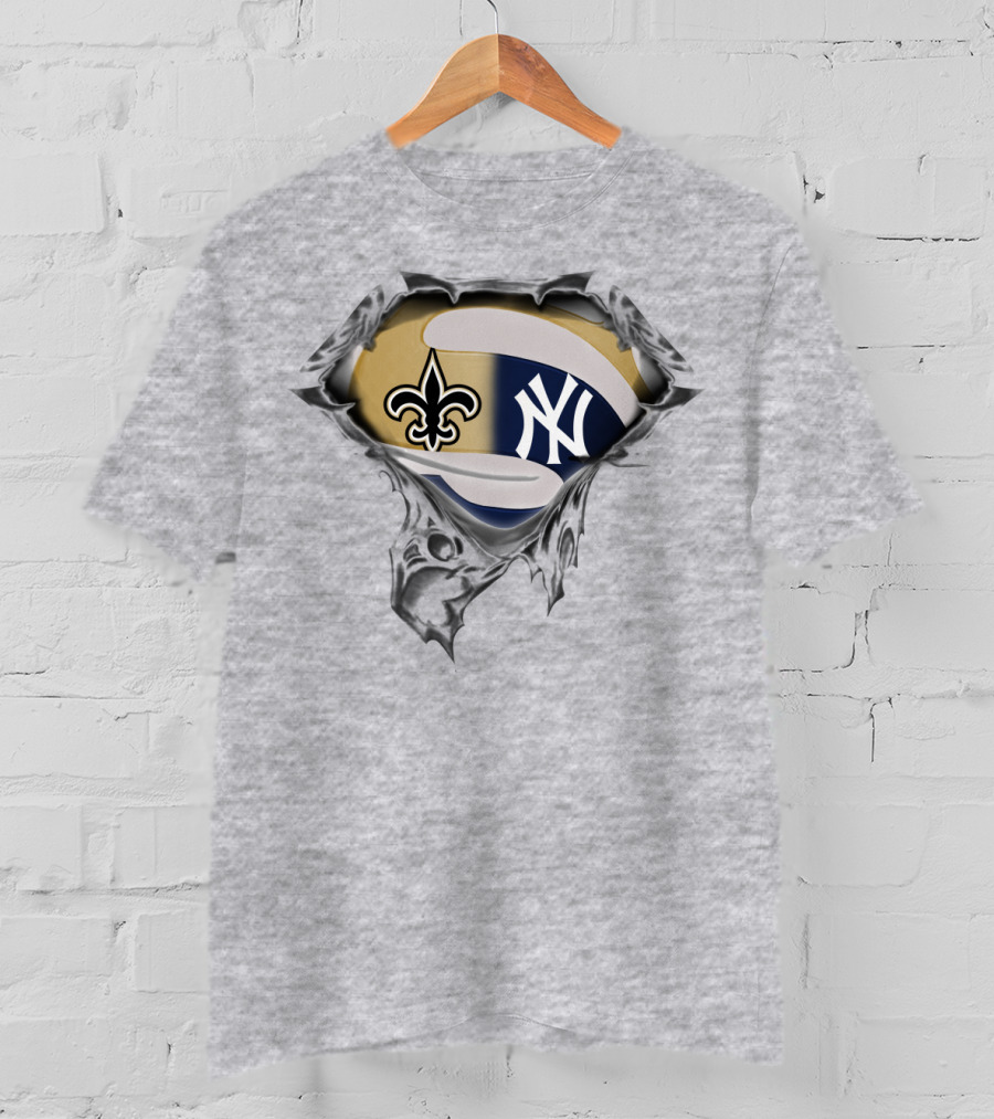 New Orleans Saints And New York Yankees Fusion T-Shirt