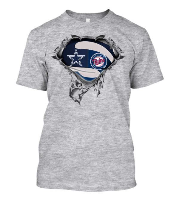 Dallas Cowboys Minnesota Twins Fan Crossover Football Baseball Logos T-Shirt