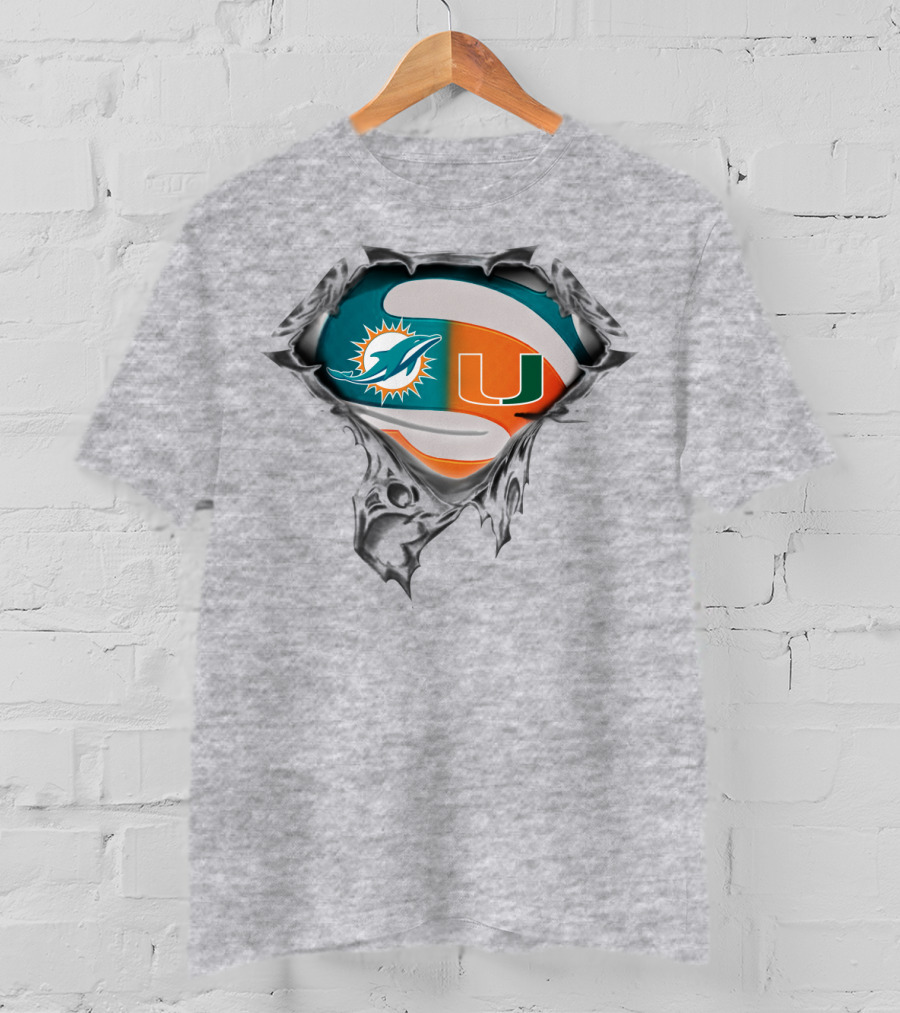 Miami Dolphins Miami Hurricanes Super Fan Crest T-Shirt