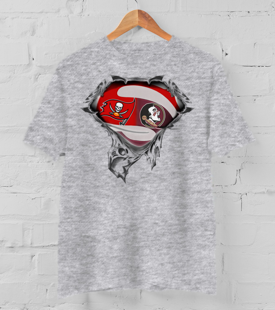 Buccaneers Seminoles Logo Crossover With Pirate And Tribal Warrior T-Shirt
