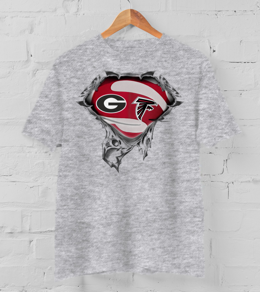 Georgia Bulldogs Atlanta Falcons Logo Mashup T-Shirt