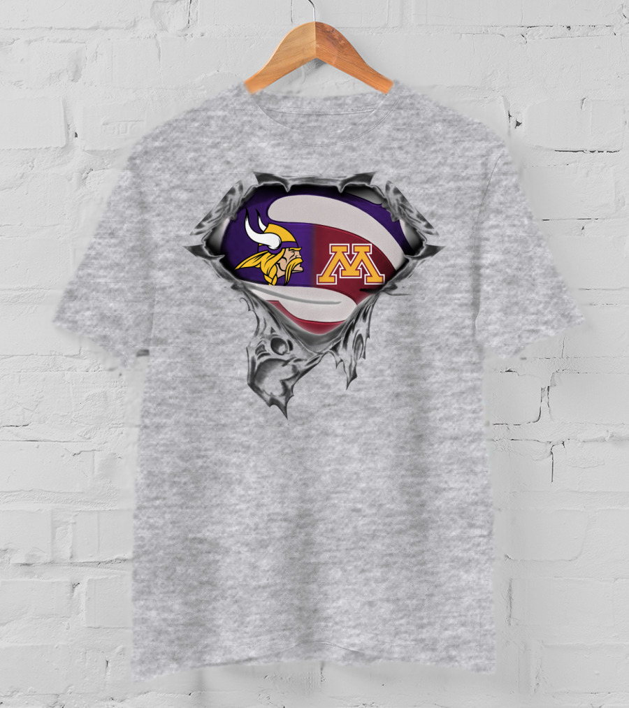 Vikings Minnesota Golden Gophers Logo Superhero Shield T-Shirt