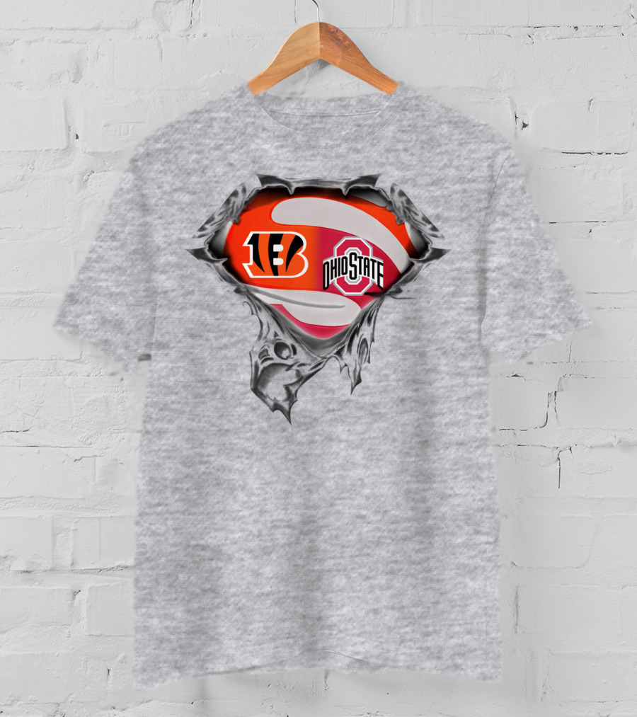 Bengals Ohio State Football Fusion Under Superhero T-Shirt