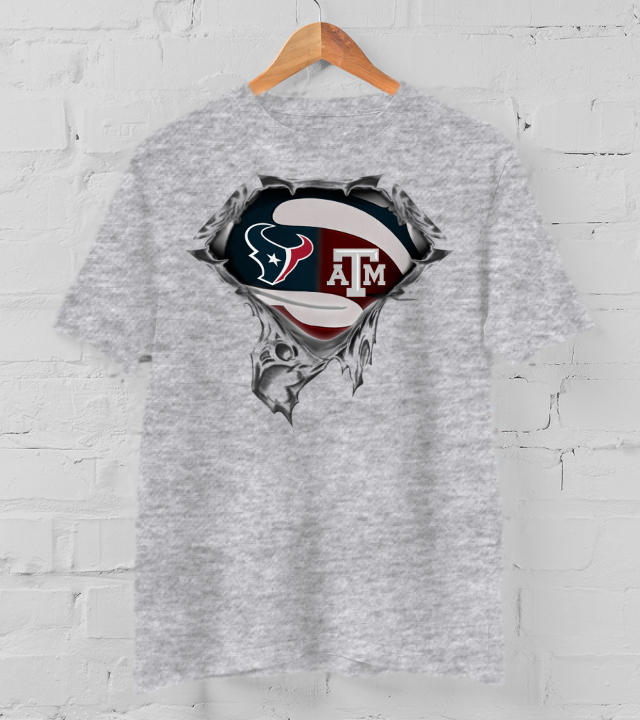 Texans A&M Aggies Logo Fusion Superhero Symbol T-Shirt