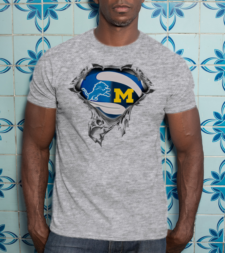 Detroit Lions And Michigan Wolverines Tearing Through T-Shirt