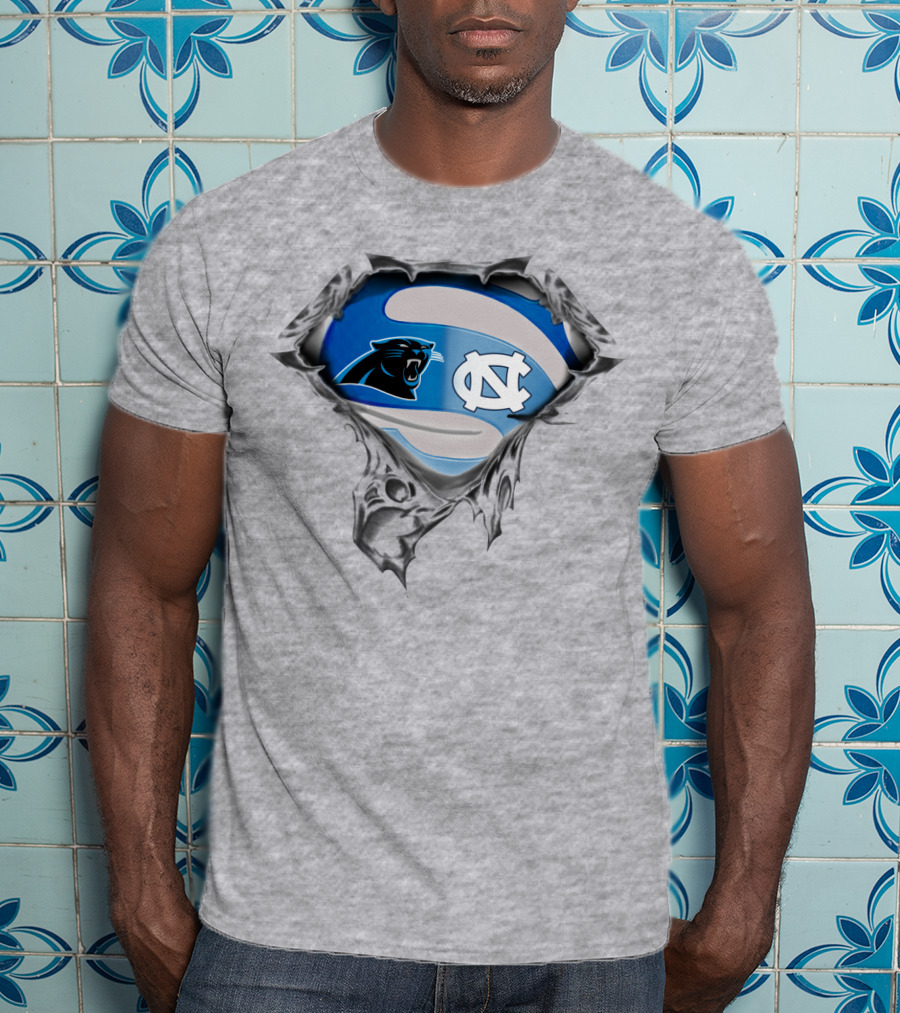 Carolina Panthers Tar Heels Nc Logo Mashup T-Shirt