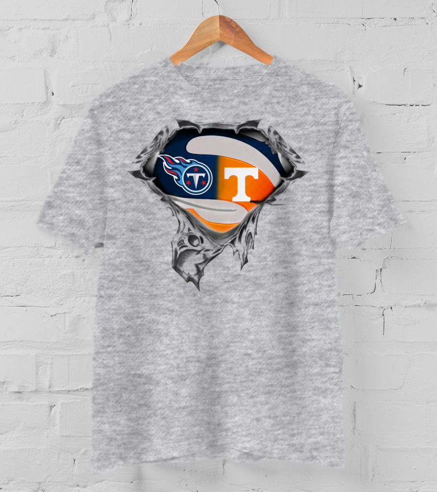 Tennessee Titans Volunteers Crossover Logo Superhero Theme T-Shirt