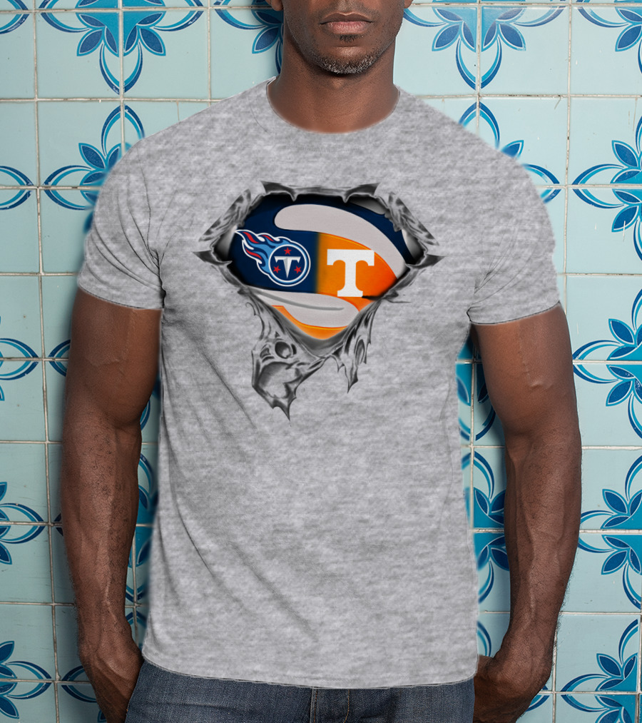 Tennessee Titans Volunteers Crossover Logo Superhero Theme T-Shirt