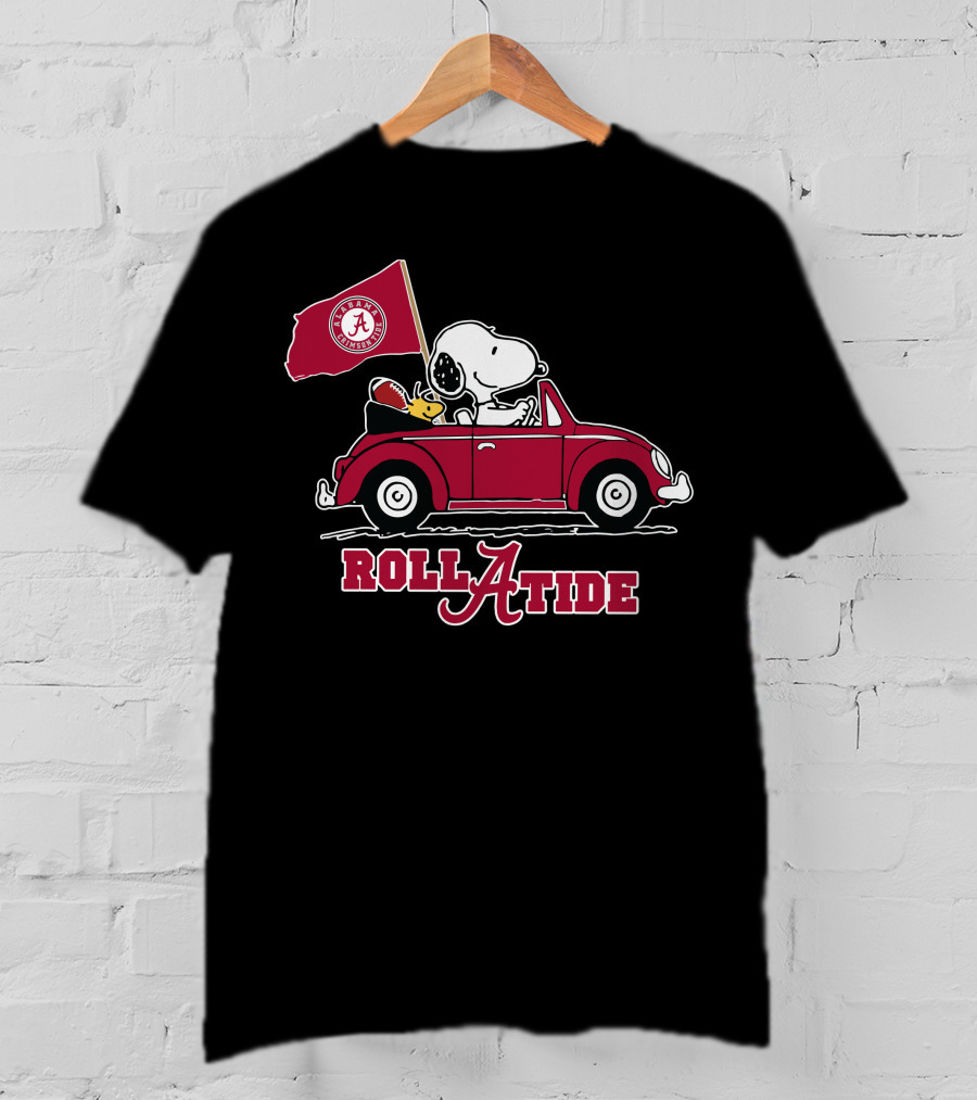 Roll A Tide Alabama Crimson Tide Snoopy Driving T-Shirt
