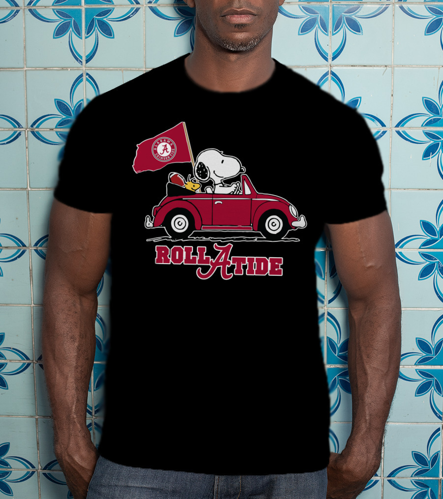 Roll A Tide Alabama Crimson Tide Snoopy Driving T-Shirt