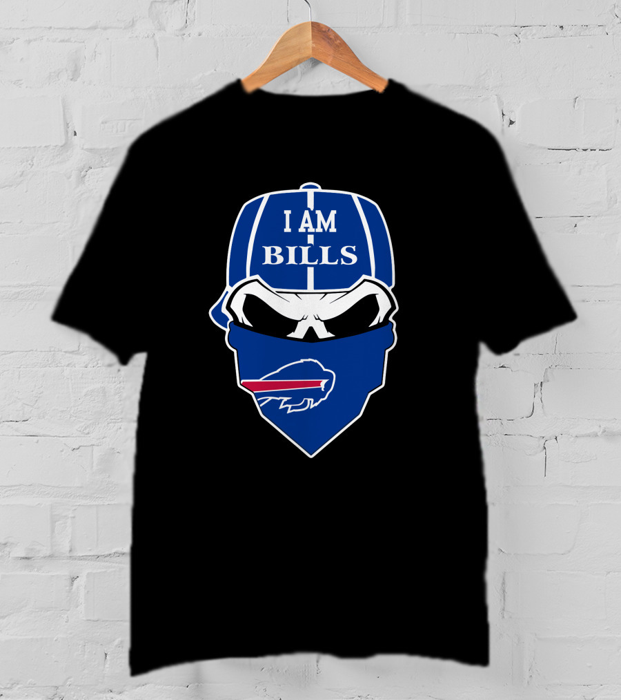 I Am Bills Buffalo Bills Skull Logo Face Covering T-Shirt