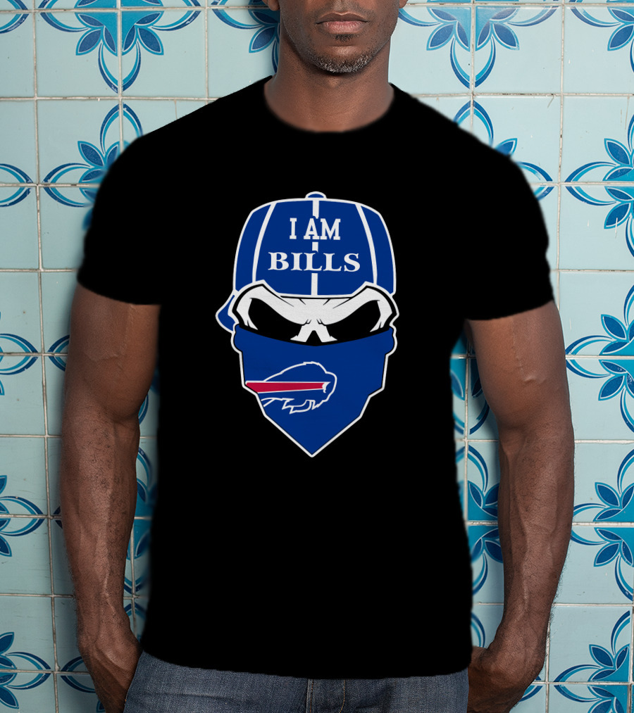 I Am Bills Buffalo Bills Skull Logo Face Covering T-Shirt