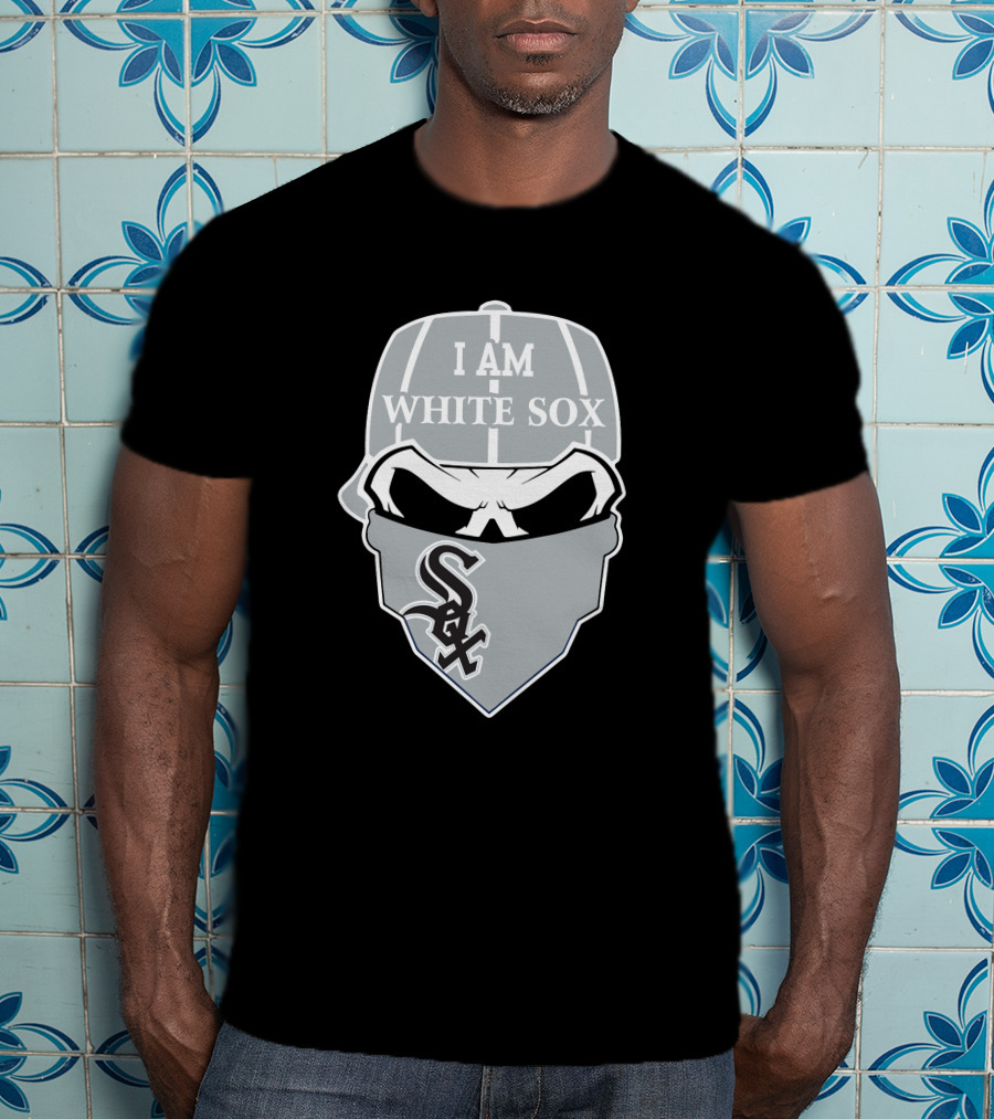 I Am White Sox Skull Sox Logo Cap Bandana T-Shirt