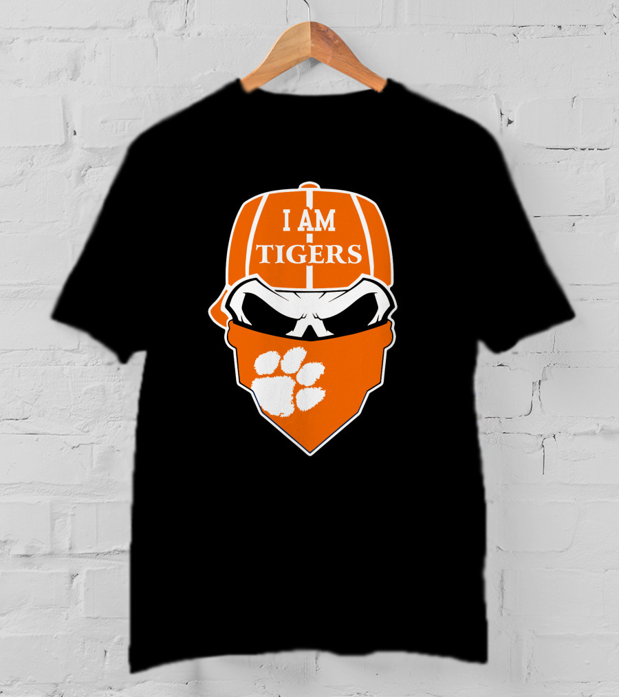 Clemson Tigers I Am Tigers Skull Paw T-Shirt
