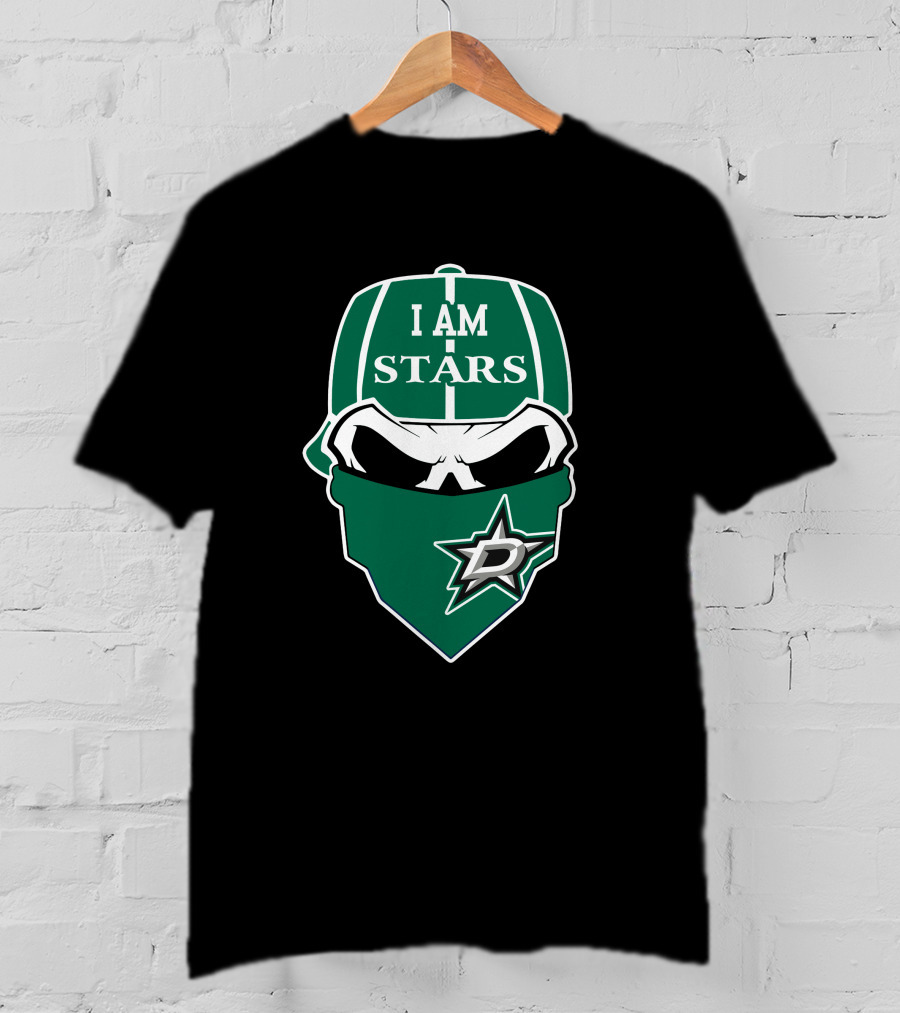 I Am Stars Dallas Stars Skull Logo Bandana T-Shirt