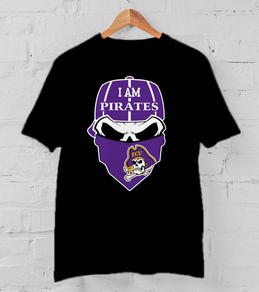 I Am Pirates Ecu Skull Mask Logo East Carolina Pirates T-Shirt