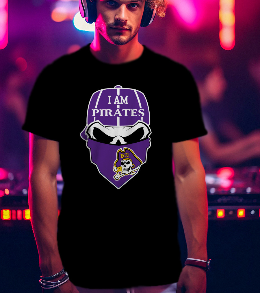 I Am Pirates Ecu Skull Mask Logo East Carolina Pirates T-Shirt