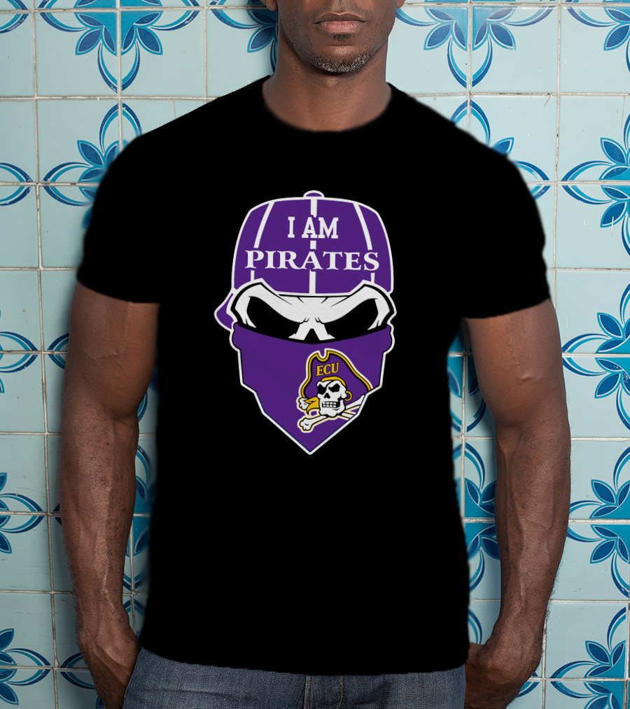 I Am Pirates Ecu Skull Mask Logo East Carolina Pirates T-Shirt
