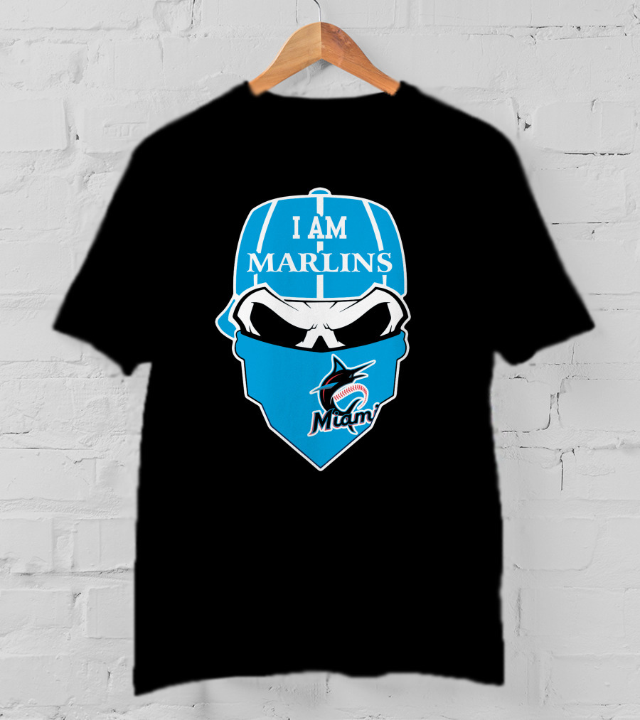 I Am Marlins Miami Marlins Skull T-Shirt