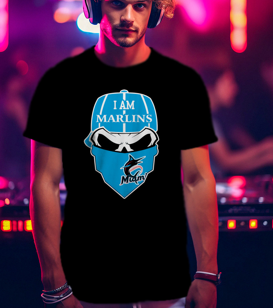 I Am Marlins Miami Marlins Skull T-Shirt