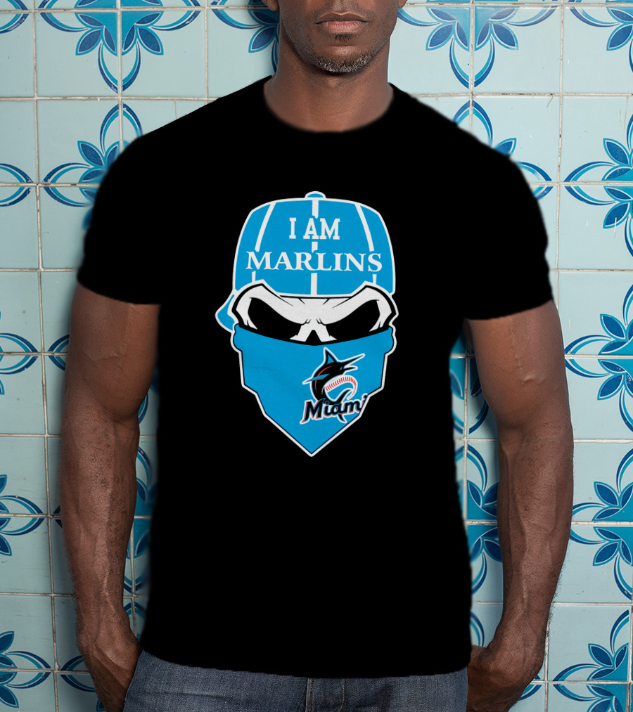 I Am Marlins Miami Marlins Skull T-Shirt