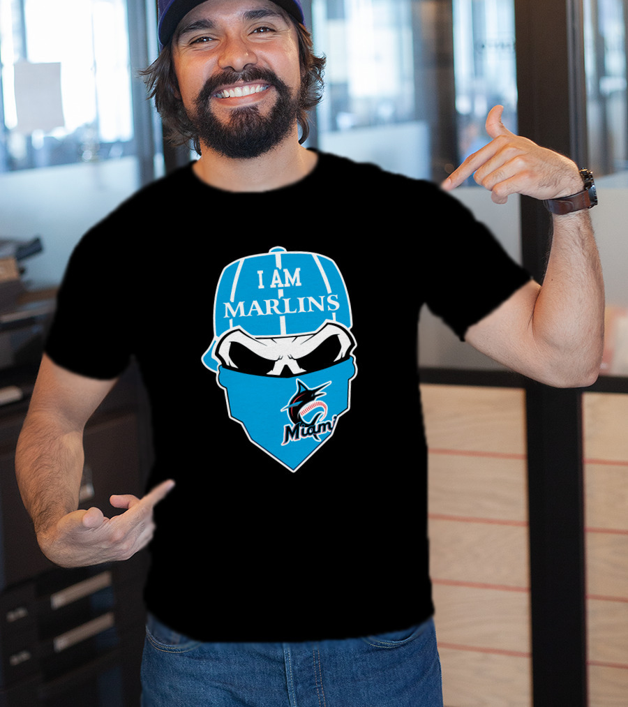 I Am Marlins Miami Marlins Skull T-Shirt