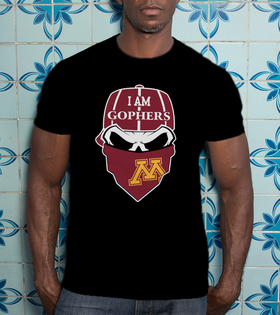 I Am Gophers Minnesota Golden Gophers Skull M T-Shirt