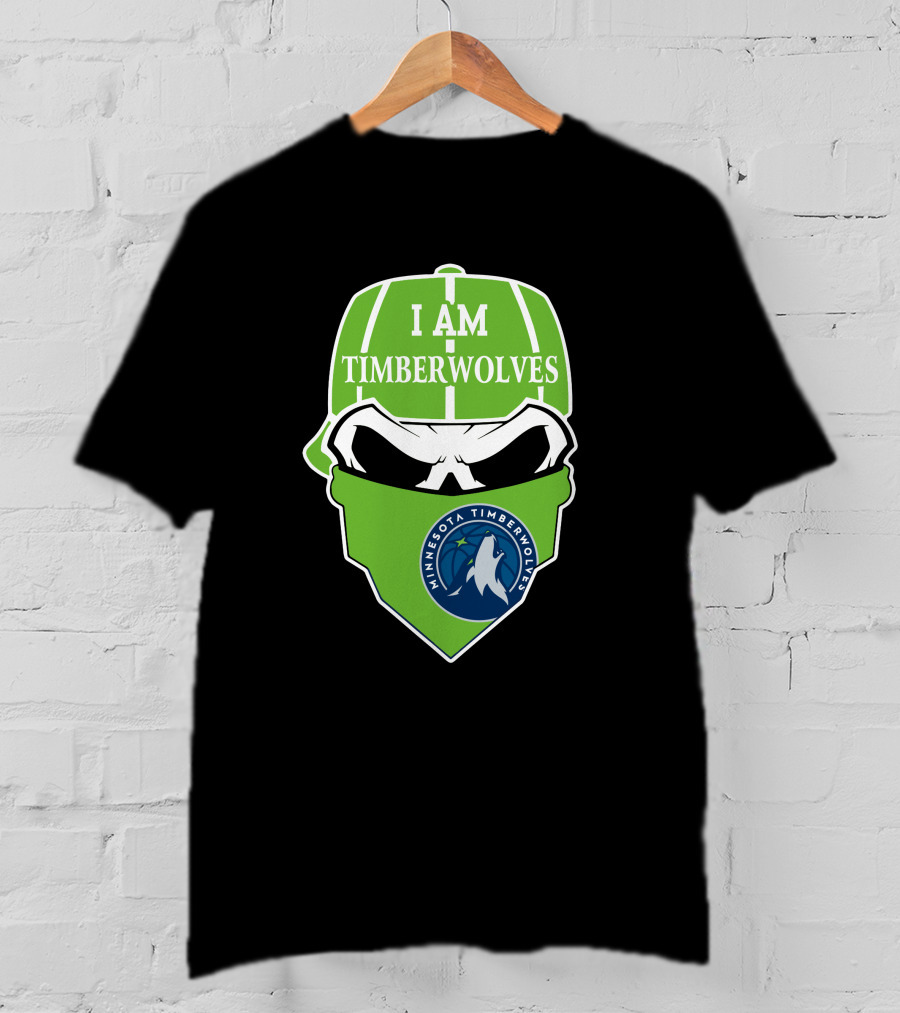 I Am Timberwolves Minnesota Timberwolves Logo Skull T-Shirt