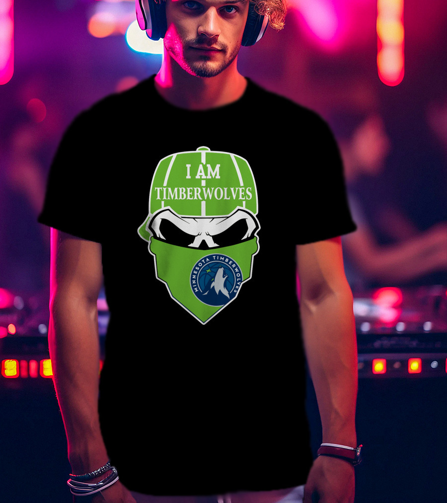 I Am Timberwolves Minnesota Timberwolves Logo Skull T-Shirt