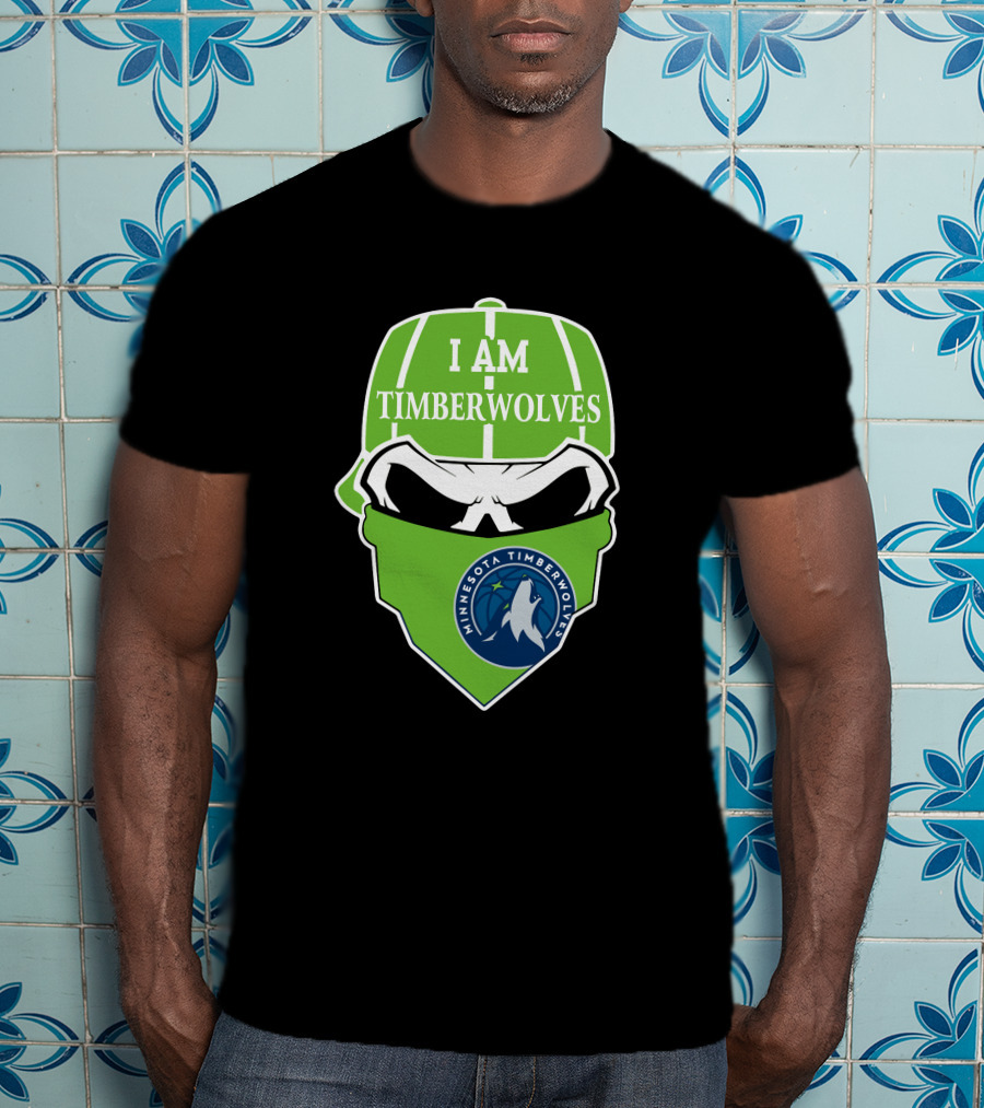 I Am Timberwolves Minnesota Timberwolves Logo Skull T-Shirt