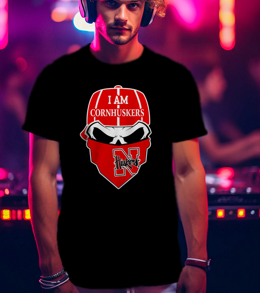 I Am Cornhuskers Skull Nebraska Huskers N T-Shirt
